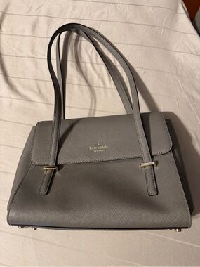 kate spade gray saffiano leather shoulder bag